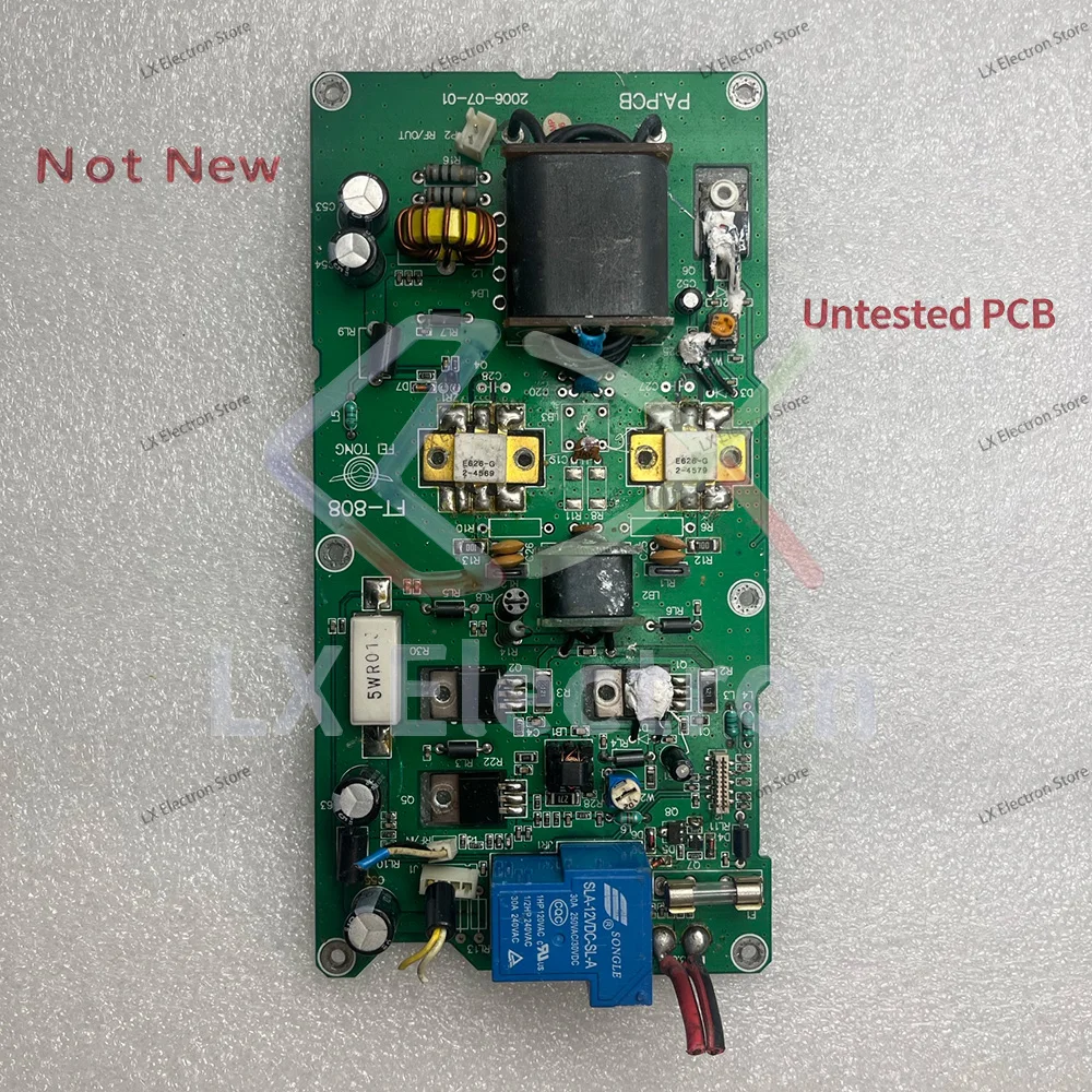

FT-808 Radio Power Amplifier Board, 150W, 13.8V, 1.6~30MHz. Driven by 2SC2078, with 2 tested E626-G RF transistors. 1pcs/Lot