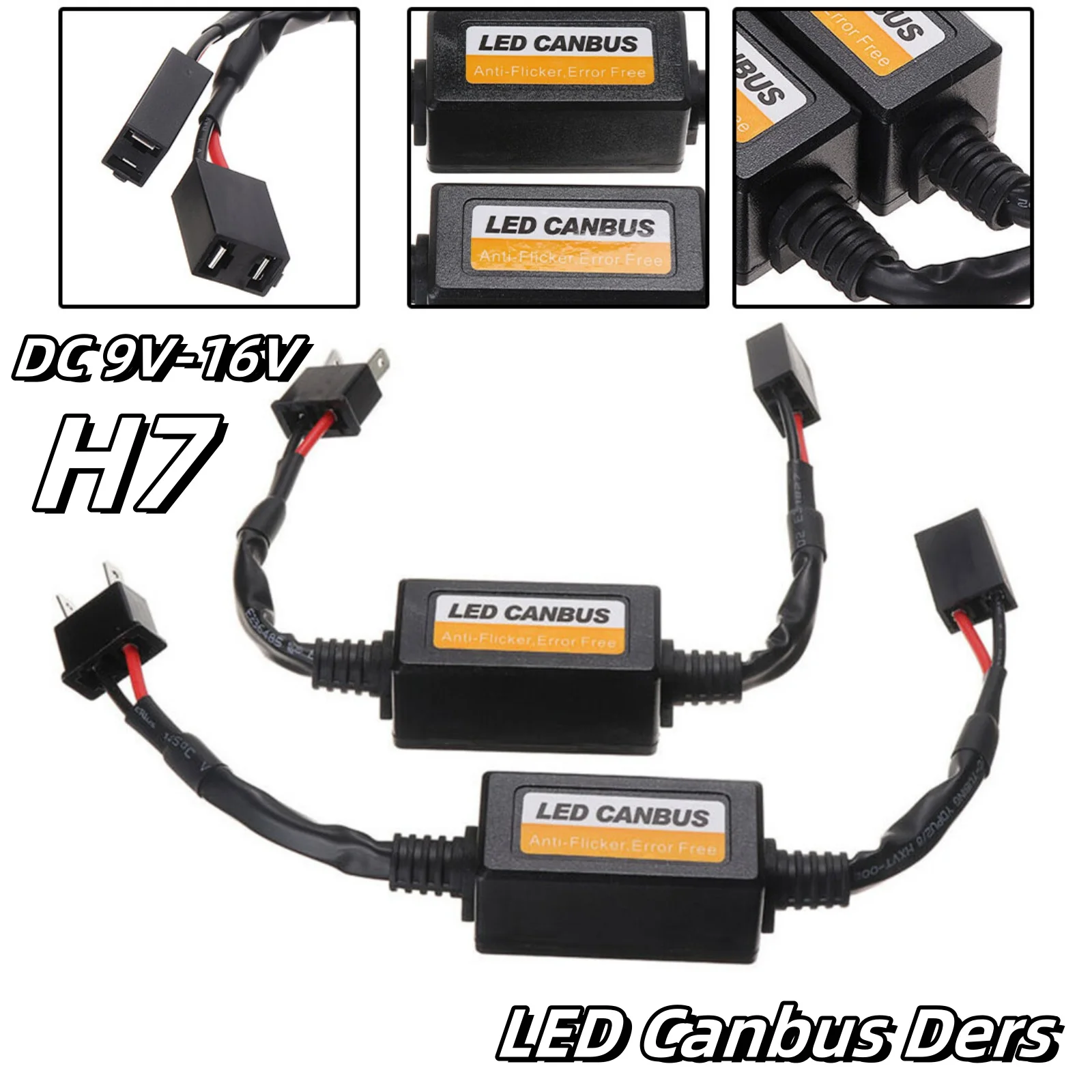 

2Pcs H7 Headlight Fog Light LED Can-bus Decoders Error Free Resistor Anti Flicker Anti Low Current Draw Radio Interference