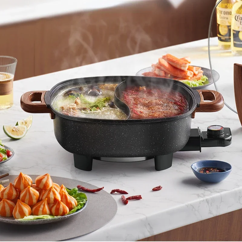 

Electric Hot Pot Medical Stone Color Multi-Functional Electric Food Warmer Electric Caldron 6L Mandarin Duck Cooking Hot Pot