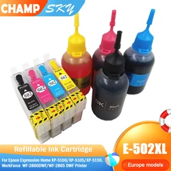 T02W1 Refill ink kit for epson 502xl 502 Refillable Cartridge With arc chip for epson XP-5100 XP-5105 WF-2860 WF2865 printer