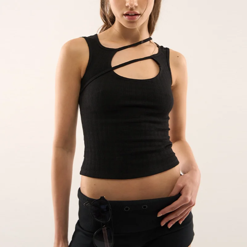 

Универсальный дизайнерский жилет Slim Fit с широким вырезом, черный модный женский топ, осенняя внутренняя одежда, модная летняя шикарная уличная одежда Y2k