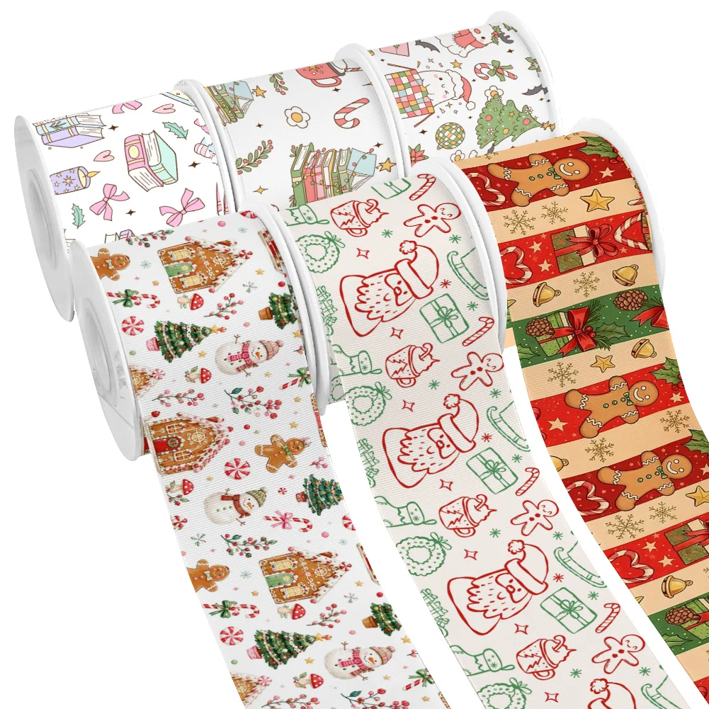 Christmas Grosgrain Ribbon Satin Ribbon for Wrapping Hair Bow DIY Decoration Gift Packing Key FOB Ribbon Fans Gift DIY Craft Sup