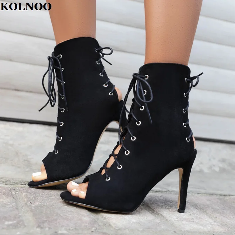 

Kolnoo New Hot Sale Handmade Women's High Heel Sandals Peep-toe Crisscross Shoes Slingback Sexy Shoes Evening Fashion Prom Shoes