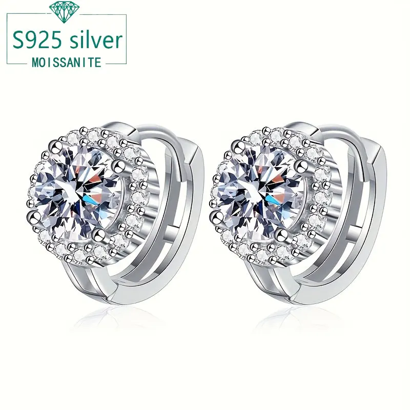 

925 Sterling Silvery earrings0. 5/1CT Moissanite Earrings Women's Earrings Simple Temperament Sunflower Earrings Studs Valentine