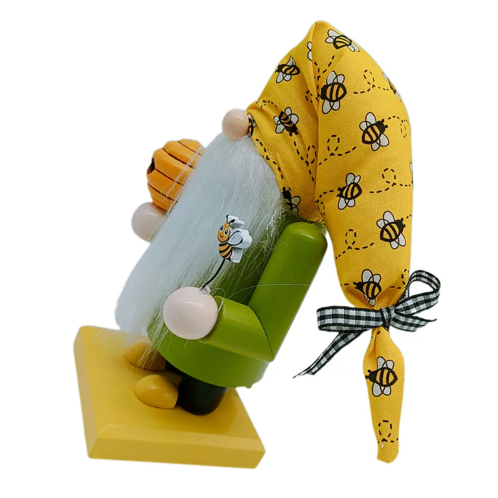 

Bee Themed Gnome Decor Statue Wood Lovely Dwarf Figure Home Tabletop Decoration Festival Party Use Stable