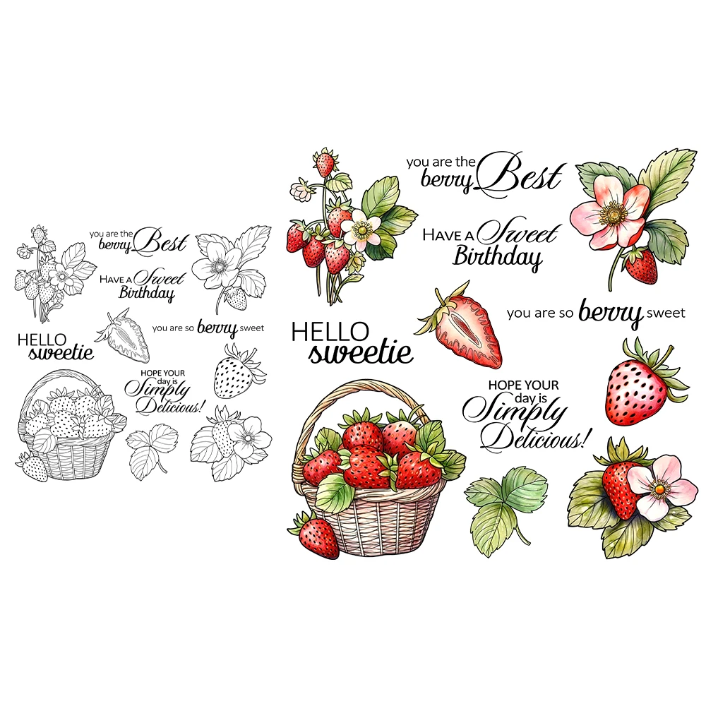 Mangocraft Sweet Strawberry Fruits Clear Stamp Harvest DIY Scrapbooking Supplies Silicone Stamps For Card Making Albums Decor