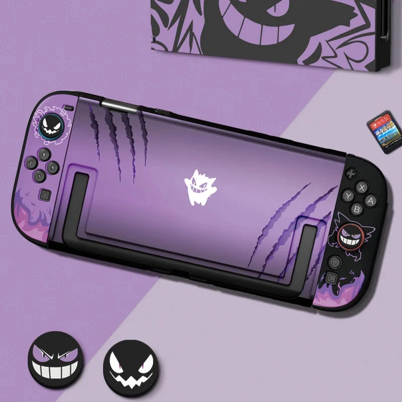 Anime Purple Gengar Protective Case for Nintendo Switch 2/OLED/Switch Controllers The Joy-Con Detachable Hard-shell Dock Cover view 4