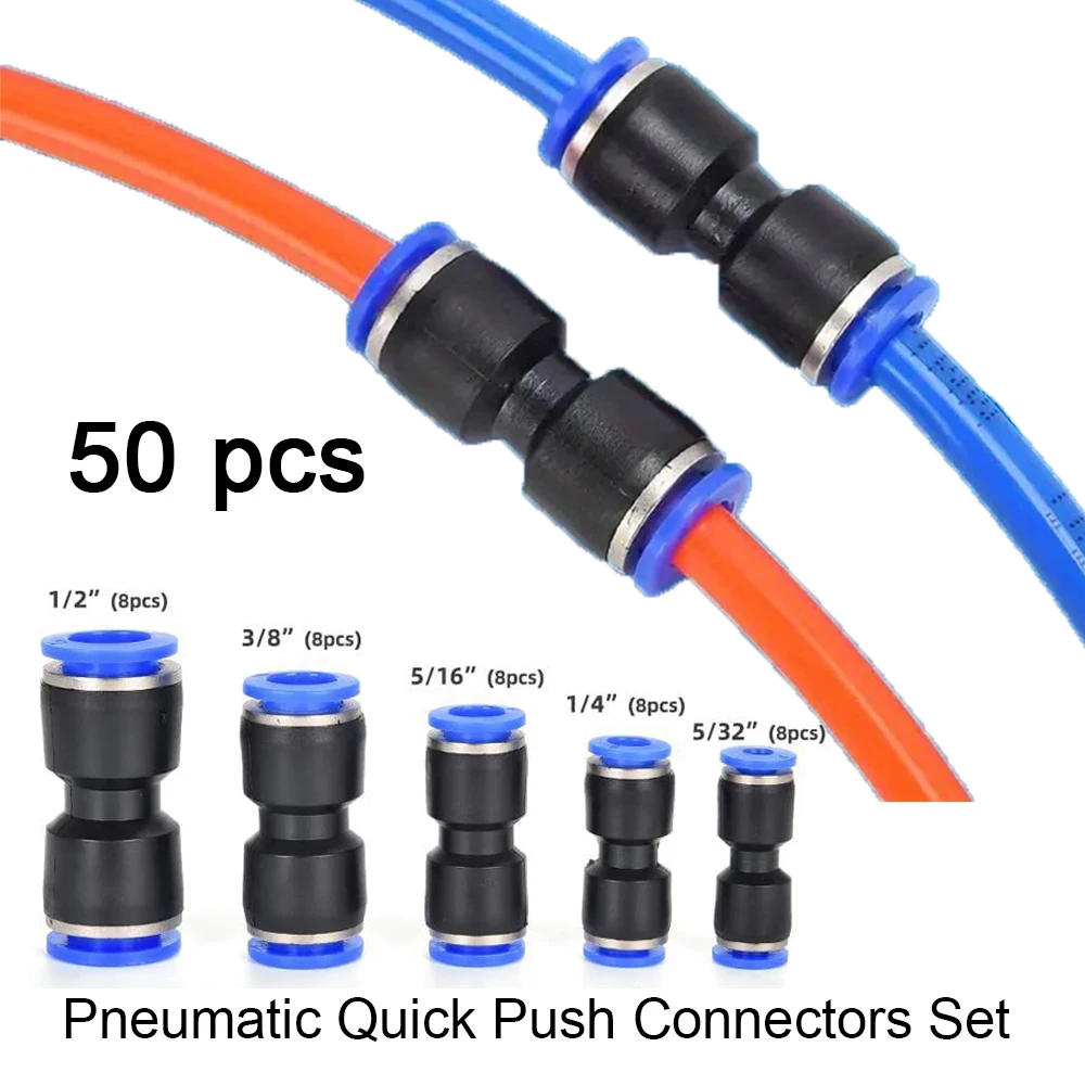 40 PCS Pneumatic Quick Push Connectors Set for Industrial Use Tube Hose 4/6/8/10/12 Air Pneumatic Parts Connector Accessories