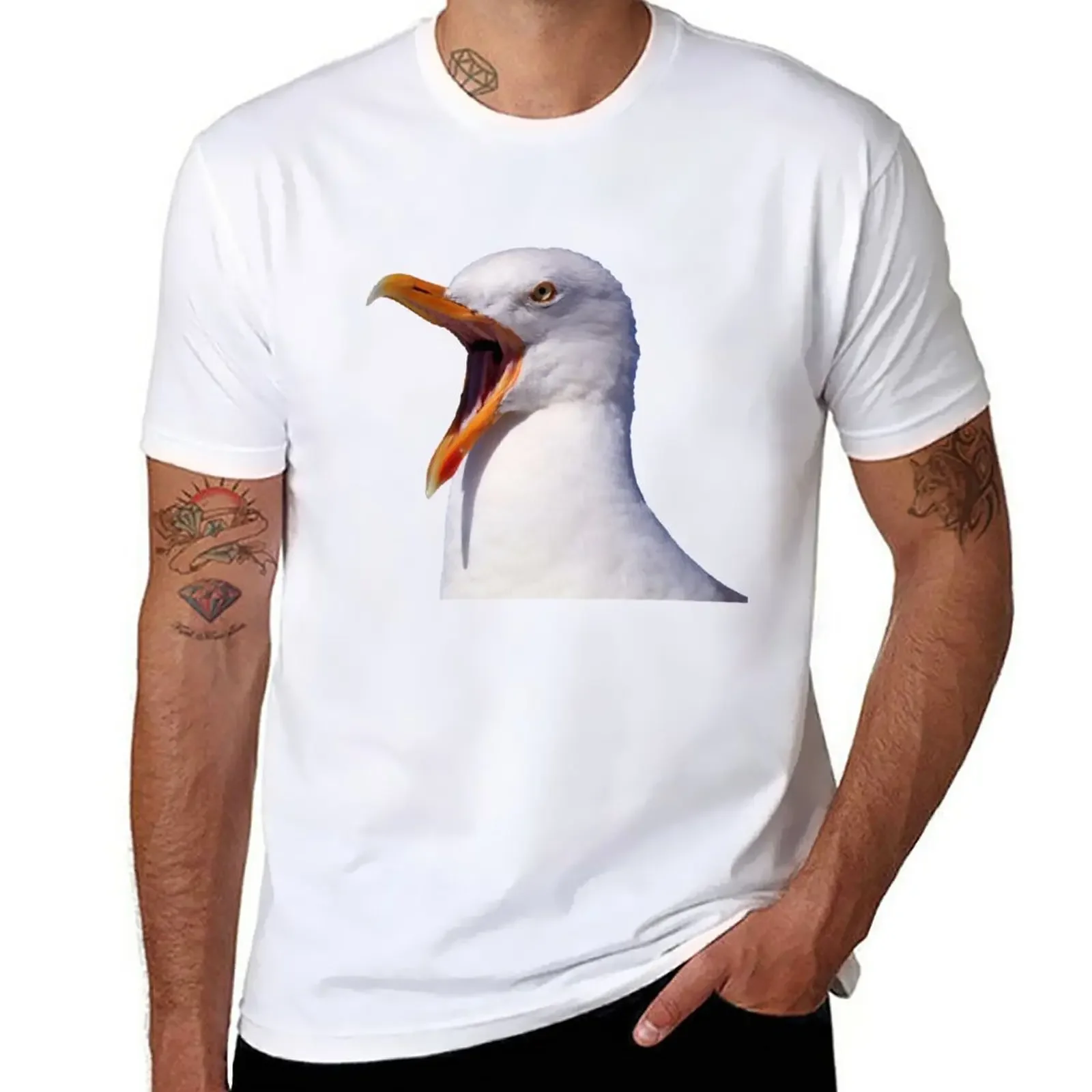 New Screaming Seagull T-Shirt summer clothes graphics t shirt Anime t-shirt aesthetic clothes mens white t shirts