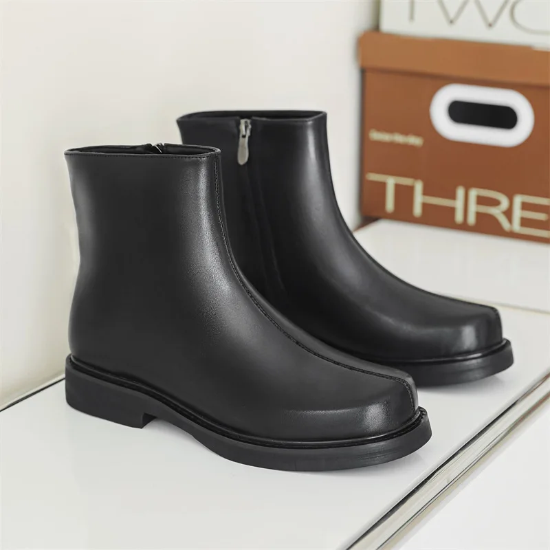 

Мужские модные вечерние банкетные ботинки «Челси», дизайнерские туфли с квадратным носком, ковбойские оригинальные кожаные ботинки, красивые мужские ботильоны на платформе