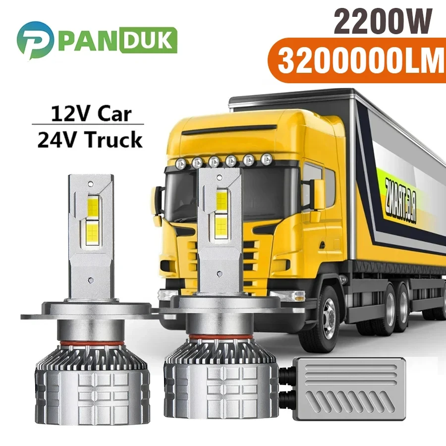 

PANDUK H7 Светодиодные лампы Canbus H4 Светодиодные фары 2200 Вт 3200000LM H11 HB4 9006 HB3 9005 Auto Moto CSP 12 В Автомобиль 7750 ЧИП 24 В Для грузовика