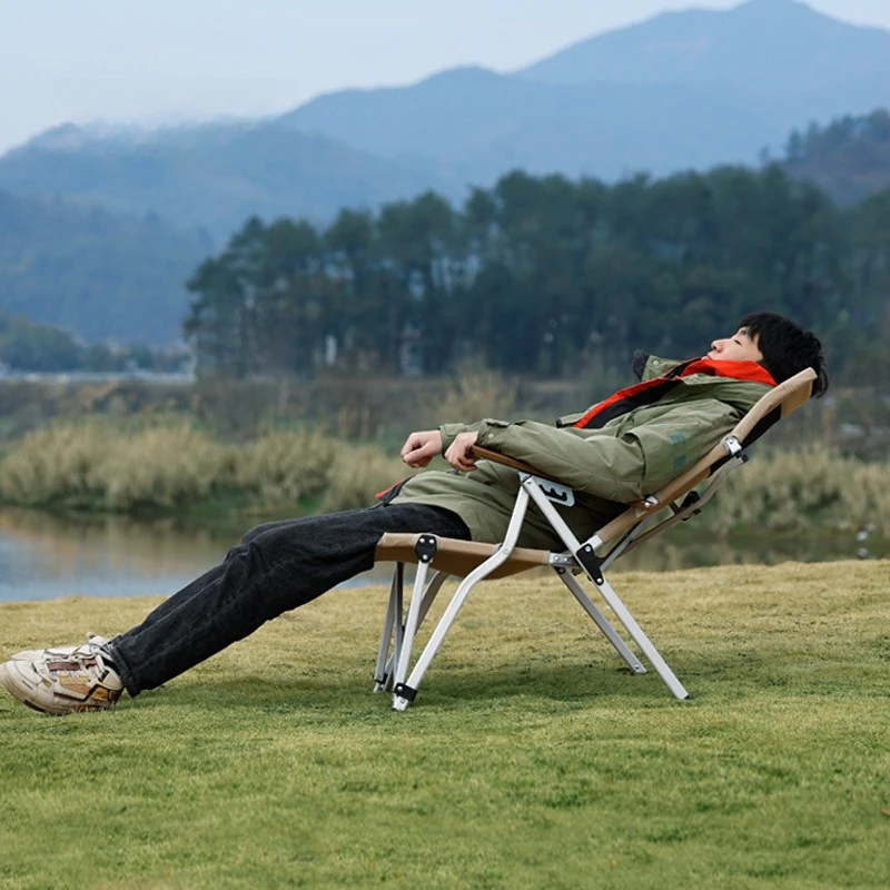 

Outdoor portable four-speed adjustable chair, camping backrest camping aluminum alloy folding chair