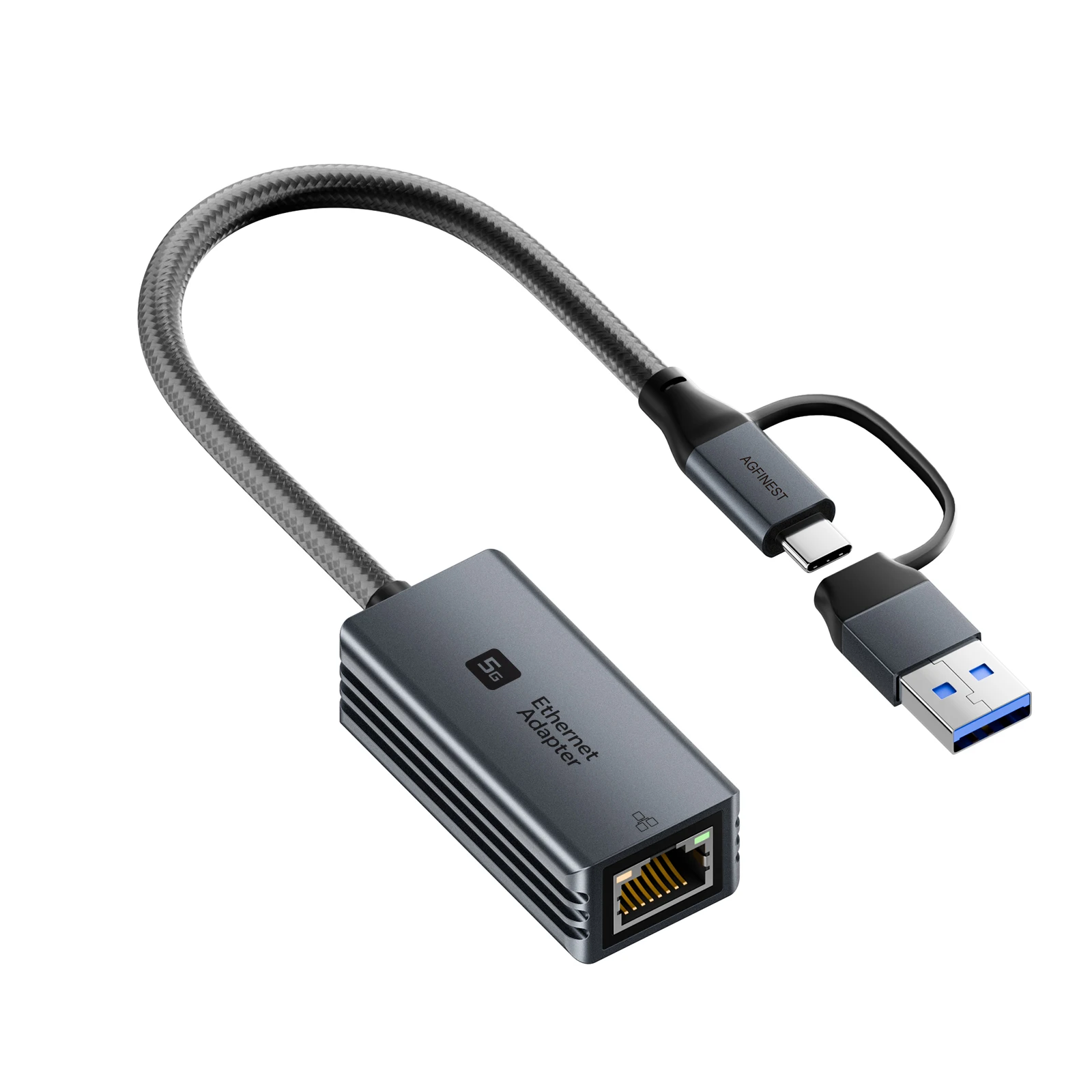 USB C to 5Gpbs Ethernet Adapter USB 3.2 Type C to 5 Gigabit Ethernet Adapter RJ45 LAN Network Converter for Windows Mac OS