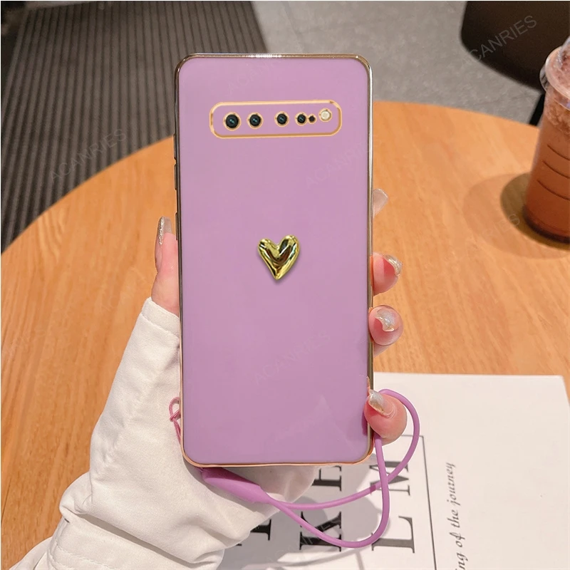 3D Gold Heart Plating Silicone Soft Case For Samsung Galaxy S10 Lite S9 Plus S8 Cover On S 10 9 8 S10lite S10plus S9plus S8plus