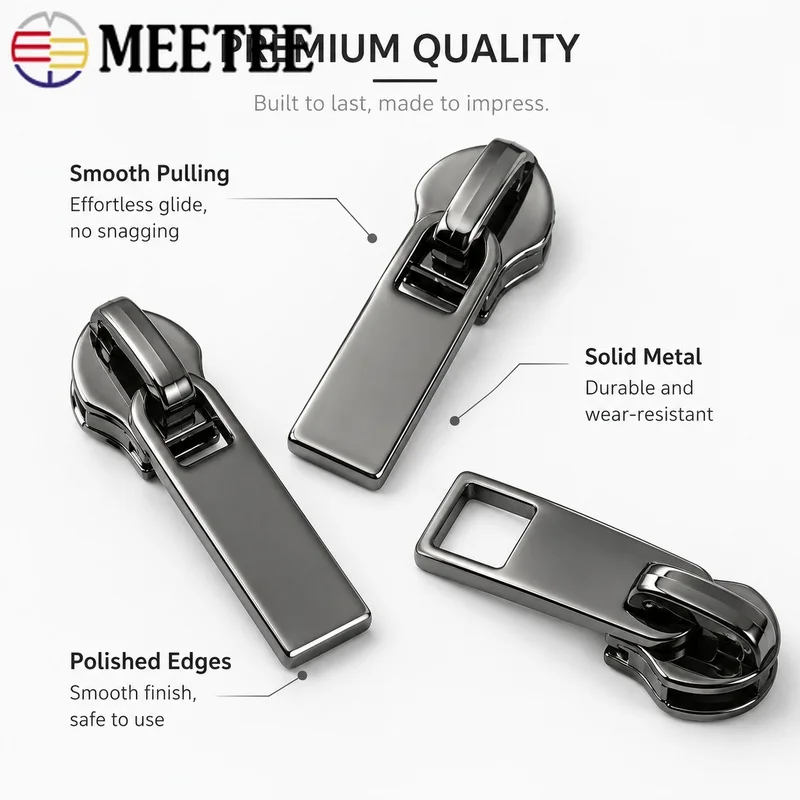 10/20Pcs 3#5# Zinc Alloy Zipper Sliders Smooth Pull Heads for Nylon Coil Jackets Pockets Down Coats Bags Garment Repair Hardware