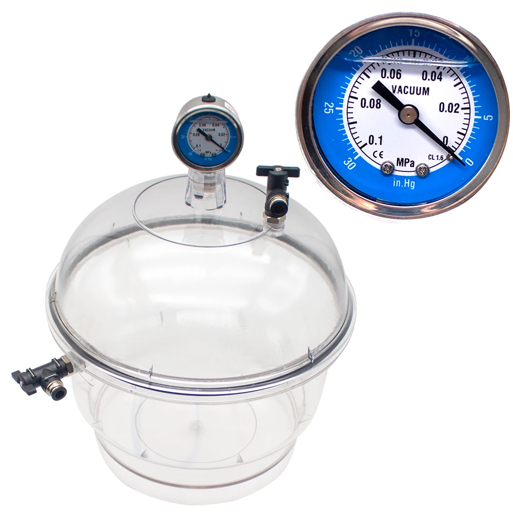 150MM Polycarbonat Kunststoff Vakuum Trockner Labor Dessicator Trockner Vakuum Trocknung Lagerung Doppel Ventil mit Manometer