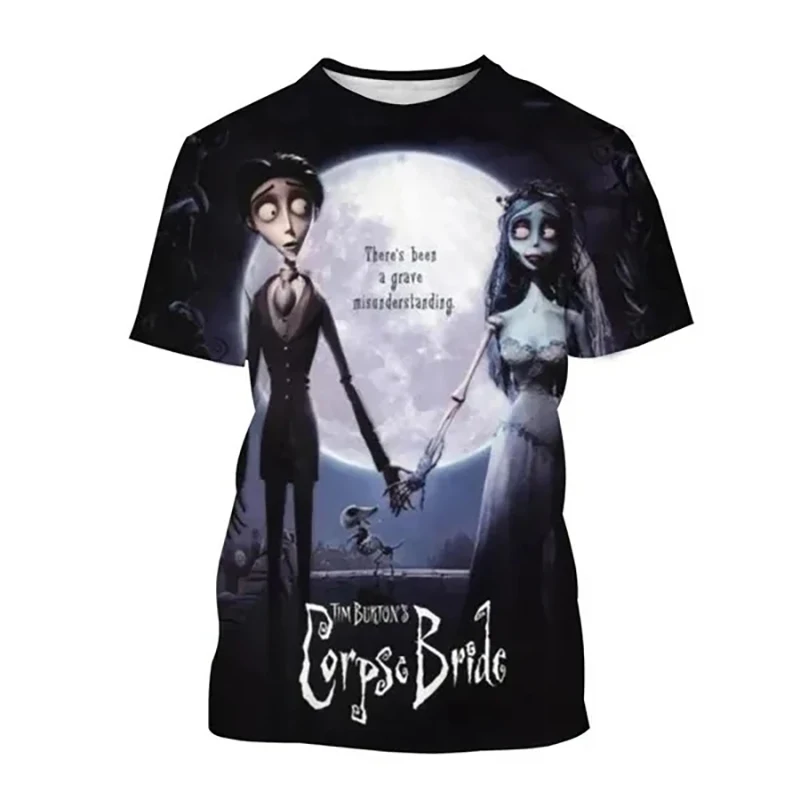 Camisetas con estampado 3D de novia cadáver de verano, ropa de calle para hombre, camiseta informal de manga corta con cuello redondo de gran tamaño Harajuku, camisetas, ropa