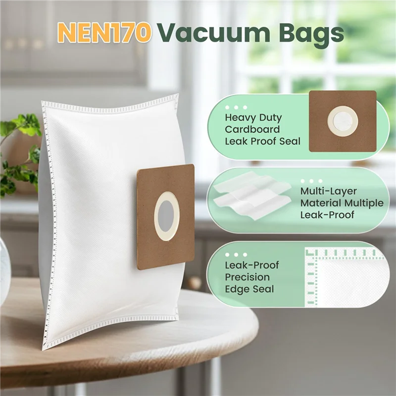 

【Berserk】60 Pack NEN170 Vacuum Bags Compatible For Eureka NEN170 Bagged Canister Vacuum Cleaner, Vacuum Dust Bags