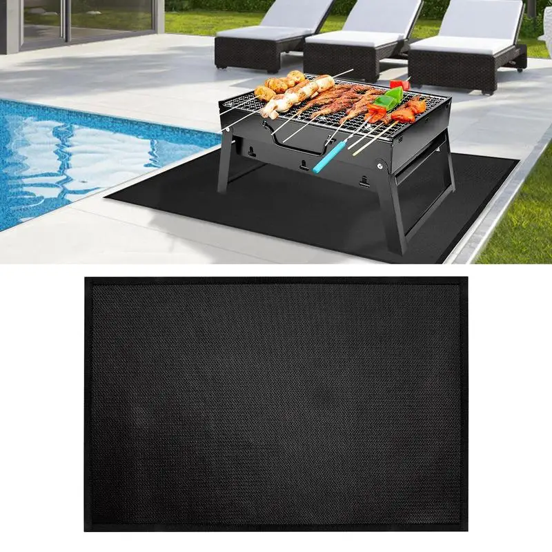 Grill Mat For Deck Mat For Outdoor Charcoal Oil-Proof Waterproof Reusable Fireproof Grills Protector For Flat Top Smokers