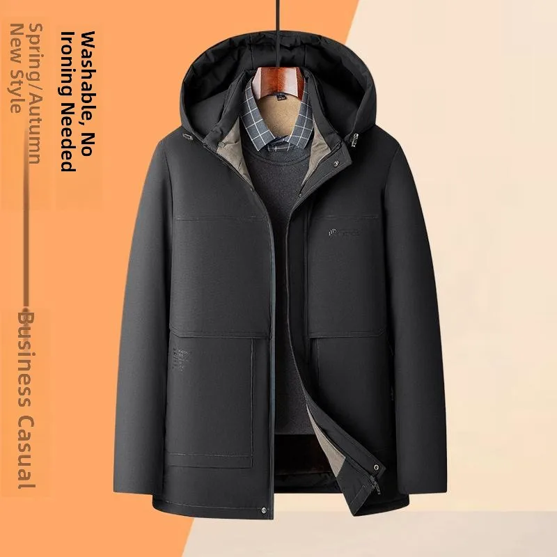 

Thiened Fce Lined Removable Inner Vest Men's Cotton Jaet Dad Winter Warm Outerwear Casual Sle Stand Collar Coat