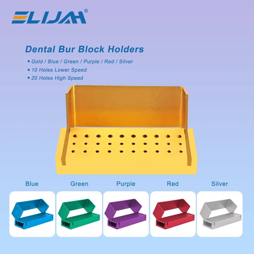 

ELIJAH Dental Burs 30 Holes Aluminium Block Denspay Dental Bur Drill Sterilization Holder HighLow Speed Handpiece Needles Holder