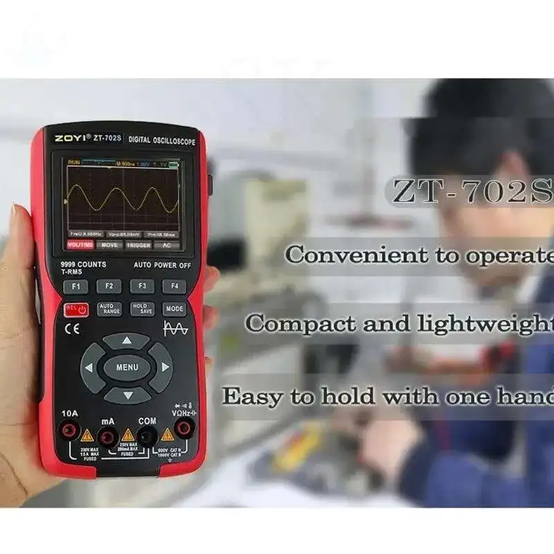 Digital Oscilloscope Multimeter Counts True RMS Tester 10MHz  Automatic Range Lithium Battery ZT-702S/703S High Voltage