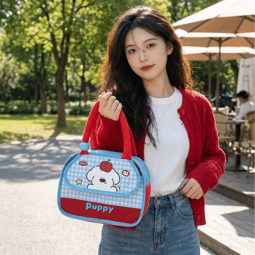 Portable Cartoon Insulated Lunch Bag Cold Insulation Aluminum Mold Picnic Bag Reusable Patchwork Design Food Storage Pouch