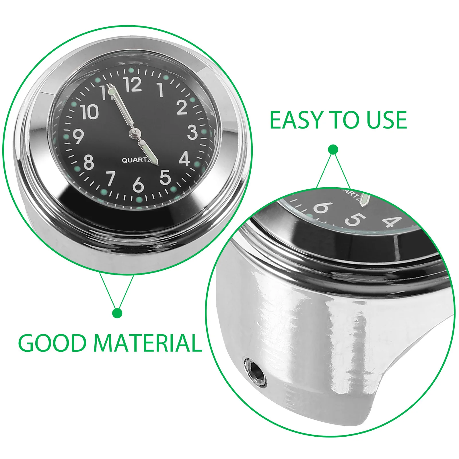 

1Set Motorcycle Clock Handlebar Mount Clock Aluminum Alloy Dustproof Timing Instrument for Bike Convenient Installation