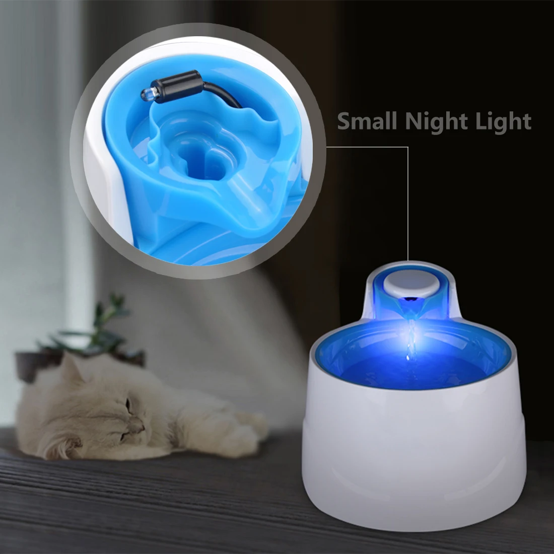 2.5L Automatic Pet Cat Water Fountain with LED Lighting USB Dogs Cats Mute Drinker Feeder Bowl Recirculate Drinking Dispenser