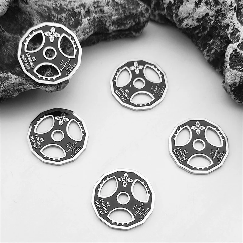 5PCS Wheel Dumbbell Polygon Fitness Equipment Barbell Piece Charms for Jewelry Making Pendant Accessories Jewelry