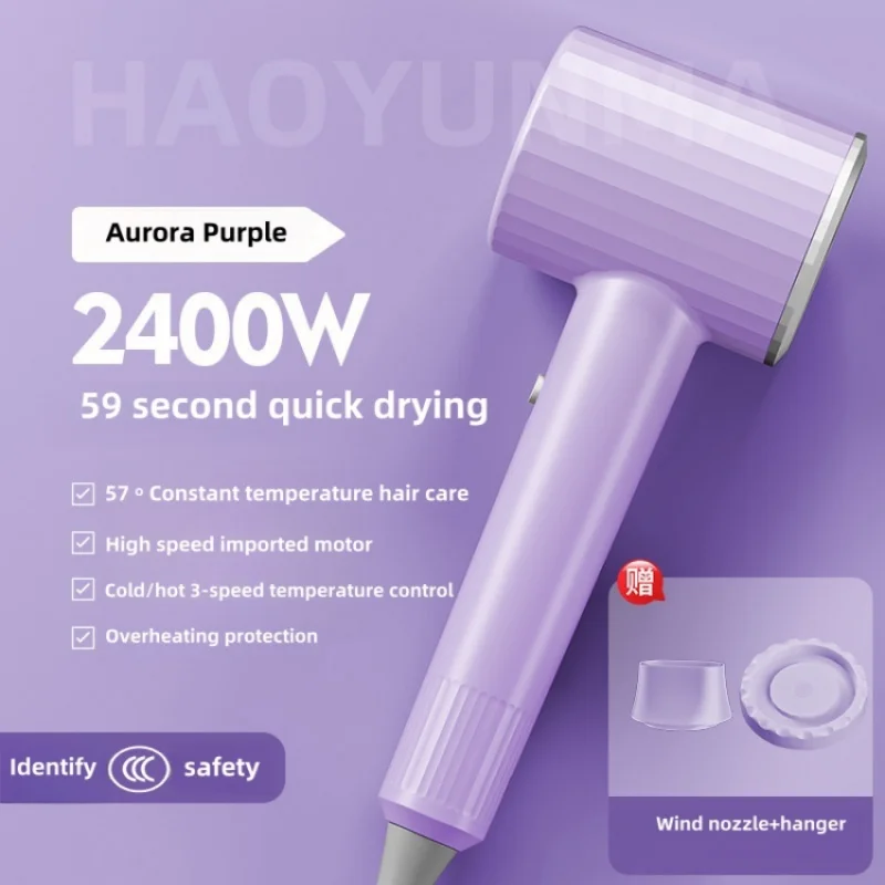 2400W High-Power Hair Dryer, Blue Light Ion Silent Magnetic Suction Hanger, Household Hair Salon Quick Drying Hair Dryer