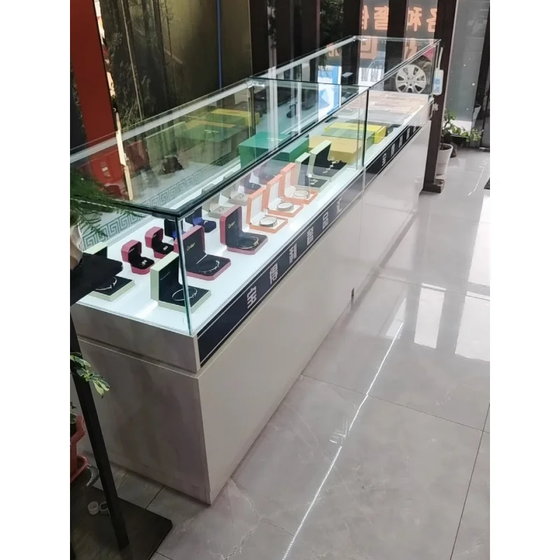 Custom.Customized مركز تسوق خزانة زجاجية LED ضوء مجوهرات أنيقة خزانة عرض المعرض #4