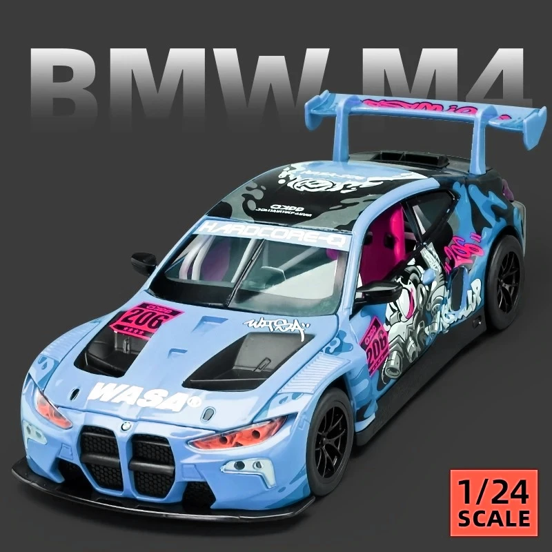 

1:24 модель из сплава, игрушка в подарок M4 GT3, модель R8 LMS, подходит для коллекции хобби для мальчиков