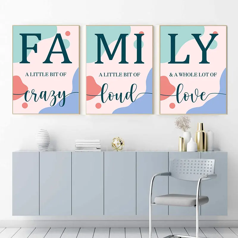 Colorful Family Style Words Canvas Poster Prints Modern Wall Decorative Picture for Living Room Bedroom Simple Home Art Decor