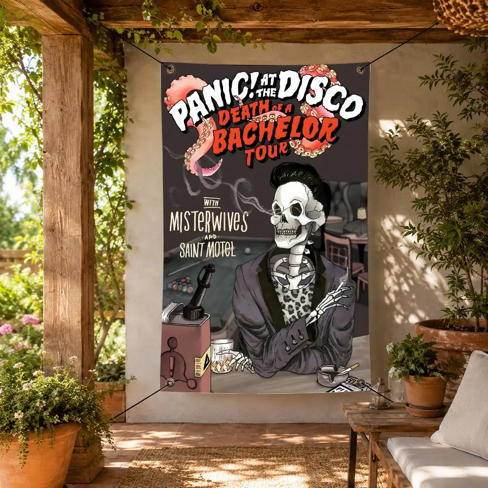 Band P-Panic At The Disco Flags Decorative Flag Banner for Indoor Outdoor Wall Garden Yard Porch Patio Home Party Decor