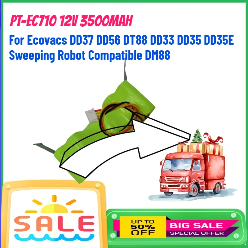 

PT-EC710 12V 3500mAh Battery for Ecovacs DD37 DD56 DT88 DD33 DD35 DD35E Sweeping Robot Compatible DM88 Rechargeable Batteries