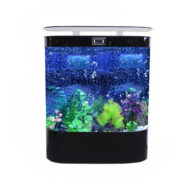 xxzxyj Fish Tank Aquarium Small Glass Change Water Ecological Landscaping Large Bottom Filter Goldfish Turtle Jar