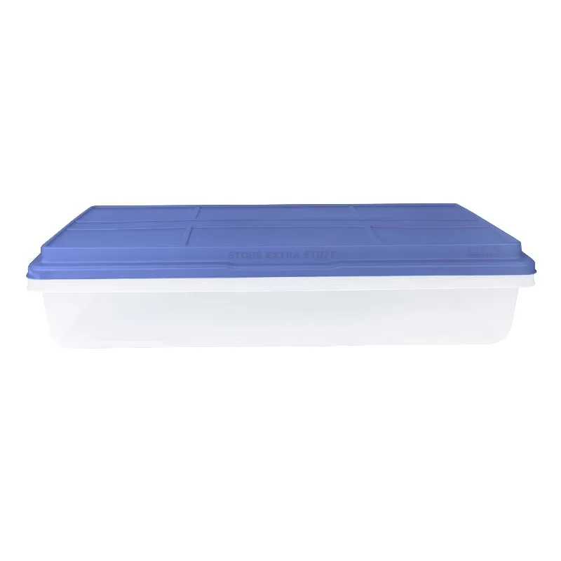 HI-RISE 63 Quart Large Latching Storage Bin, Clear Plastic Storage Container with Latch HI-RISE Lid, Blue