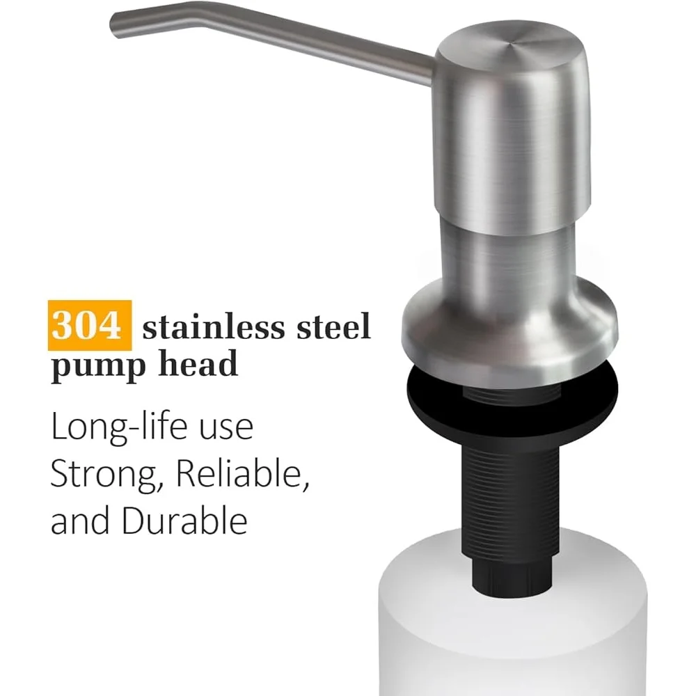 Kitchen Sink Soap Dispenser 17oz Built in Pump Durable Stainless Steel Refillable Lotion Dish Soap Pump Multifunctional Home Use