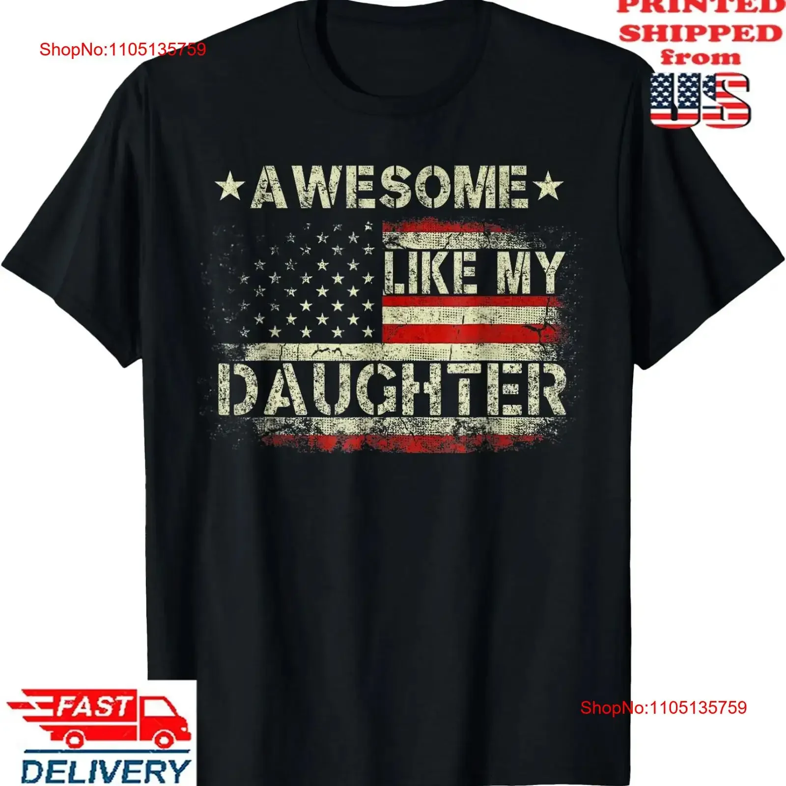 

Awesome Like My Daughter Men Funny Fathers Day Dad T Shirt vintage Washed Unisex graphic Soft Stretched Top For Everyday Wear