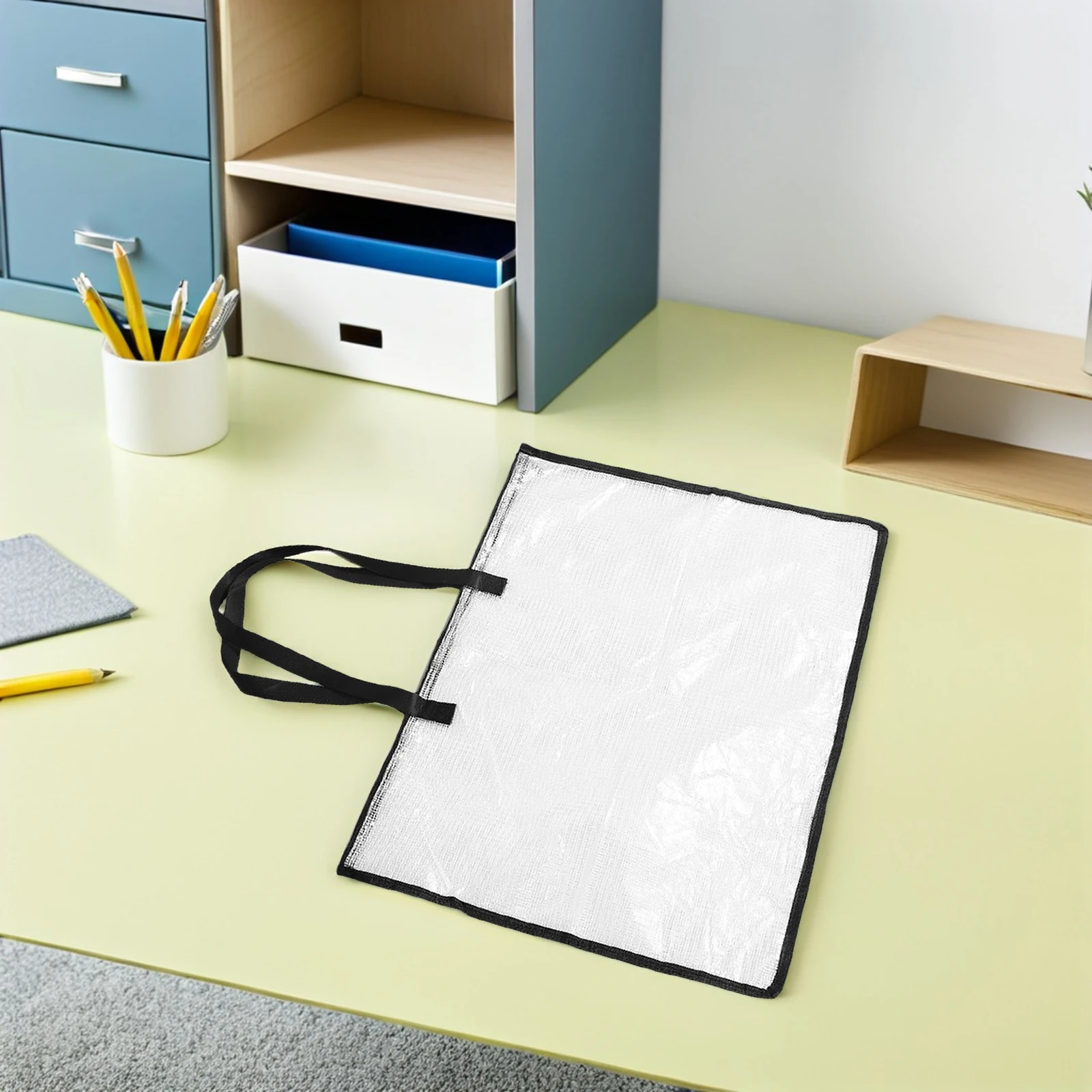 Clear Zipper Art Portfolio Bag with Handle Large Capacity Artwork Storage Organizer Folder for Posters Paintings Bulletin Board