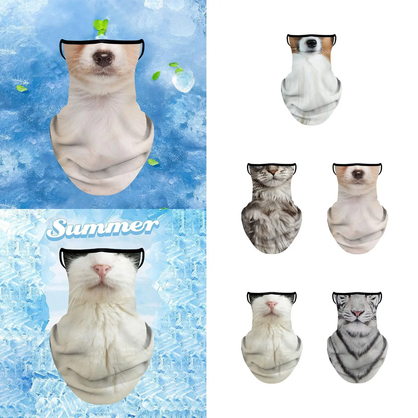Neck Gaiter Face Mask Bandana Polyester Animal Mask Scarf Neck Cover Nose Mouth Neck Coverage for Biking Motorcycle Outdoor