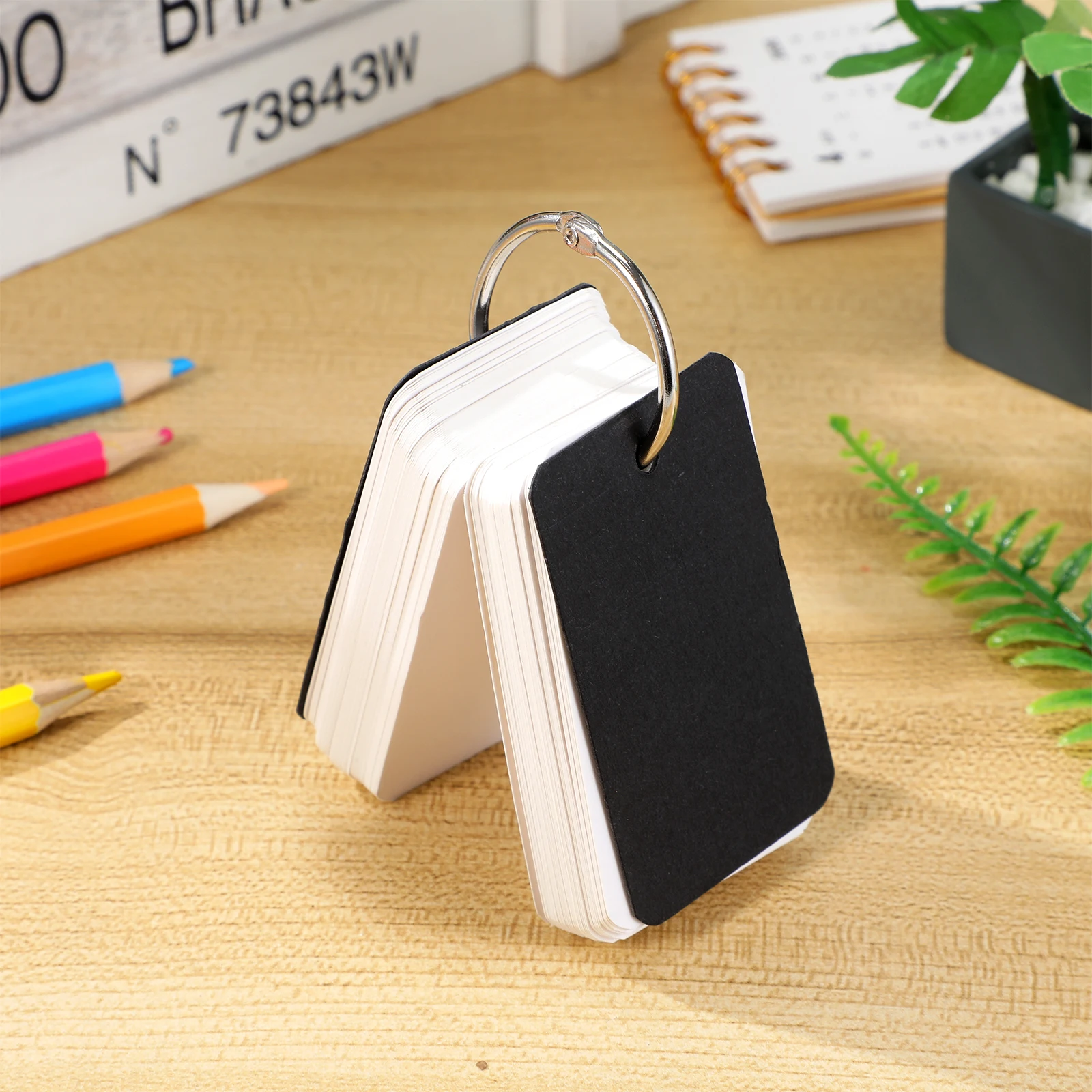 

100 Pcs Blank Alphabet Cards Literacy Cards Stationery Supplies with Binder Ring for School Office (White + Black)