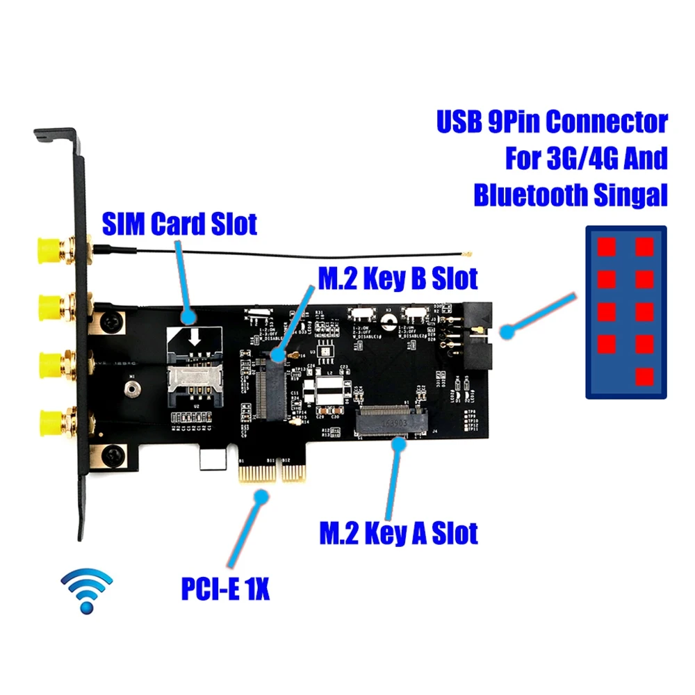 Carte adaptateur VO-M.2 PCI-E NGFF M.2 clé B et clé A vers Pcie X1 adaptateur pour carte 3G/4G et Wifi