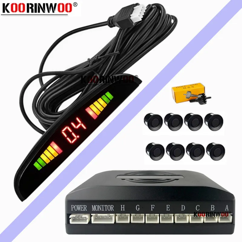 

Koorinwoo Parking Electronics Sensors 22MM Black LCD Screen Indicator Alarm System For Cars Parktronic Front Reaserve Radars Kit