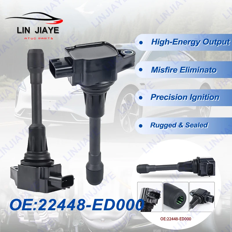 

Катушка зажигания 22448-ED000 для NISSAN UKE (F15) 1.6 2007-2012, X-TRAIL T31 2.0, QASHQAI, TIIDA 1.6, 1.8 или RENAULT KOLEOS 2.5