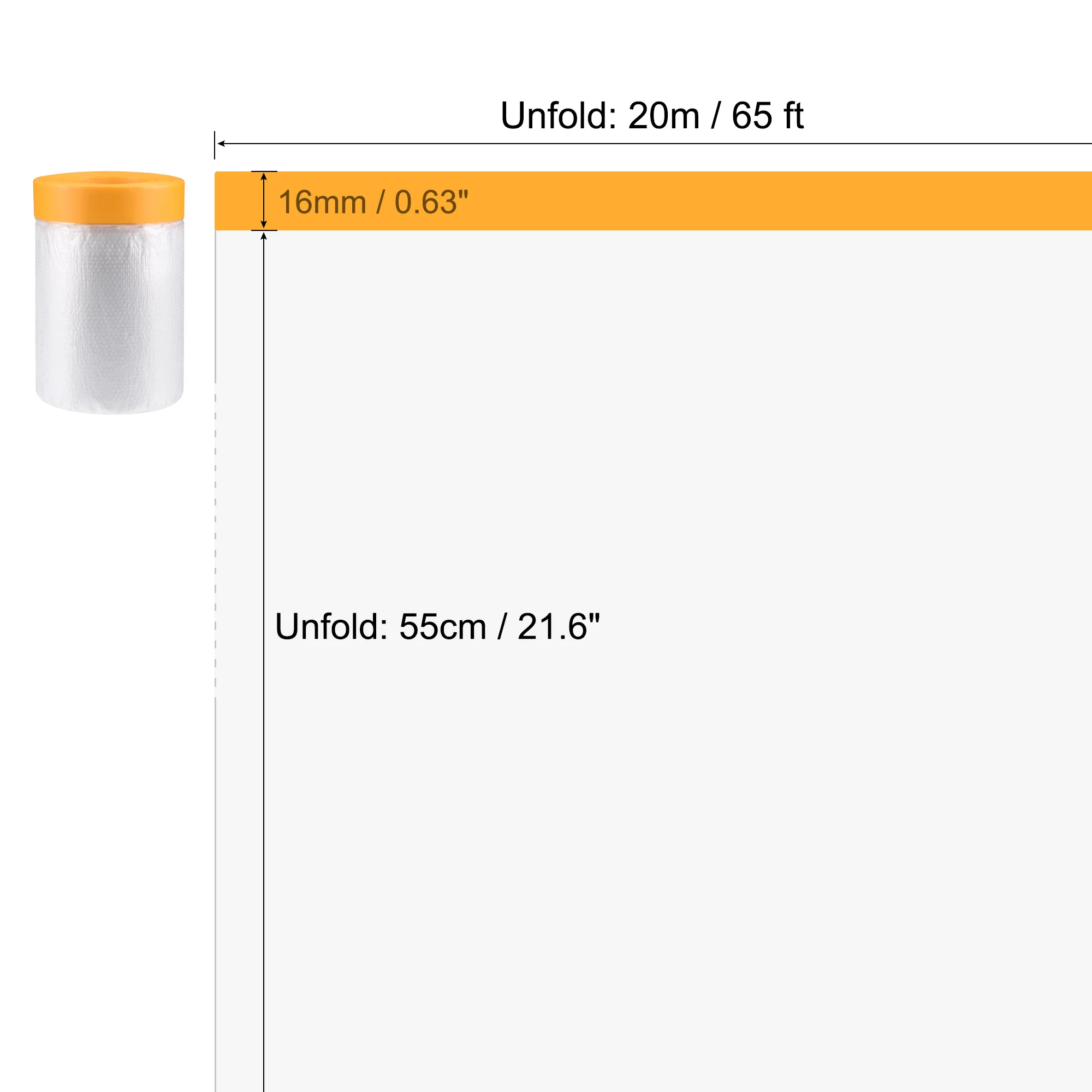 2 Rolls 20M Pre-Taped Masking Film 30/90/110cm Plastic Drop Cloth with Medium-Tack Painters Tape for Painting Protection