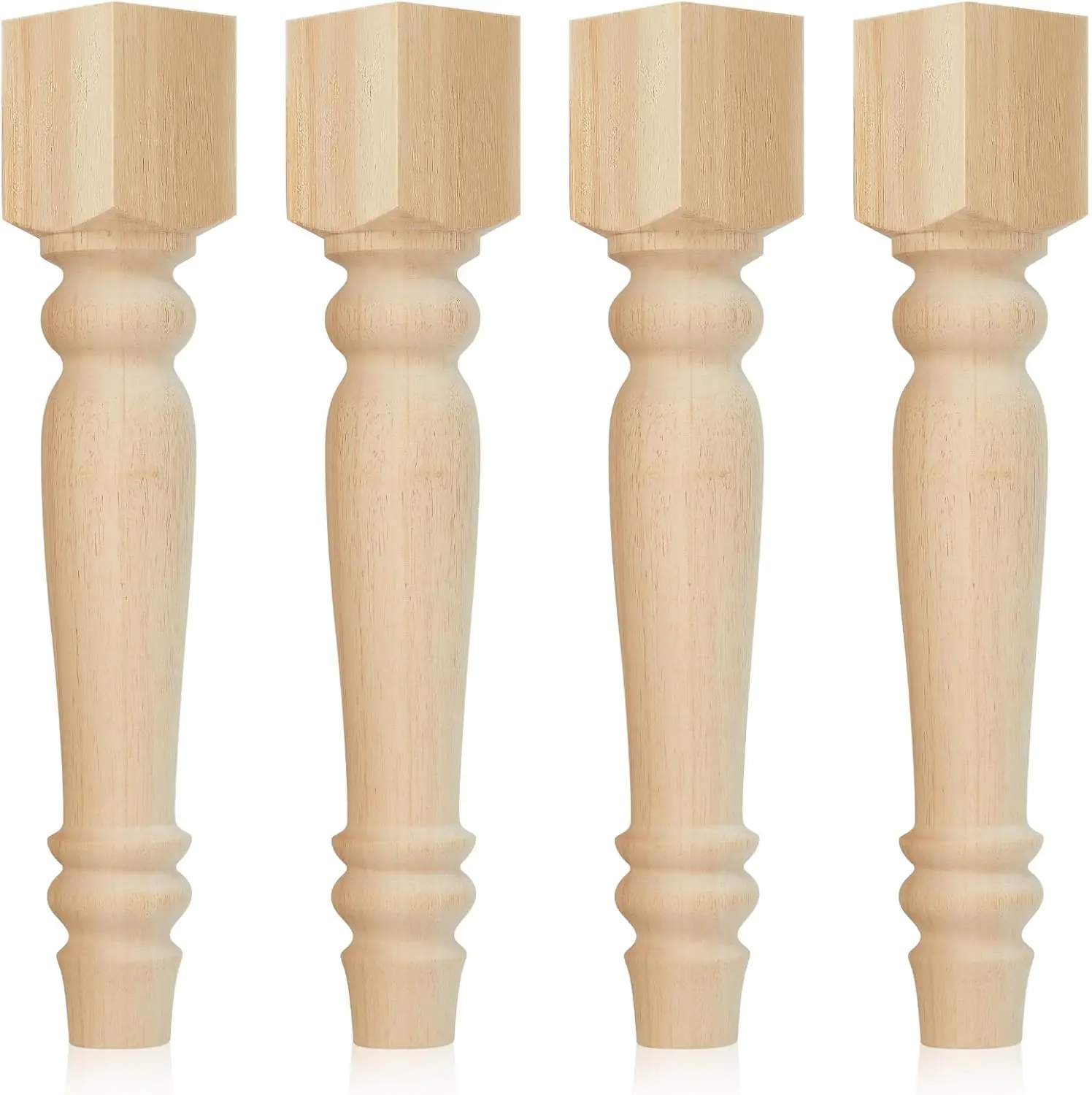 

16 Inch Unfinished Wood Table Legs, 4Pcs Furniture Feet, DIY Support Legs for Desk, Bench, Dining & Coffee Table
