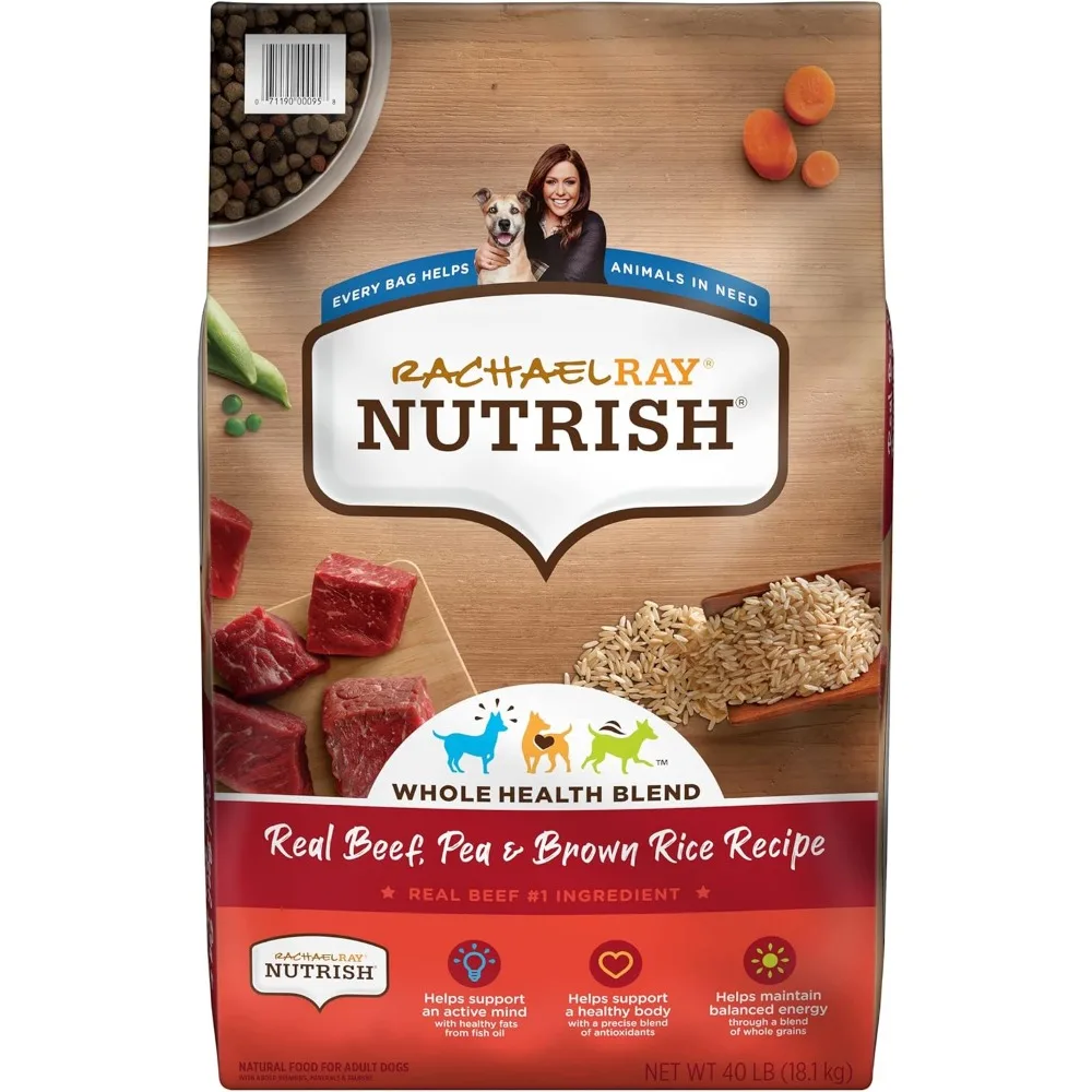 Rachael Ray Nutrish Premium Natural Dry Dog Food, Real Beef, Pea, & Brown Rice Recipe, 40 Pound Bag (Packaging May Vary)