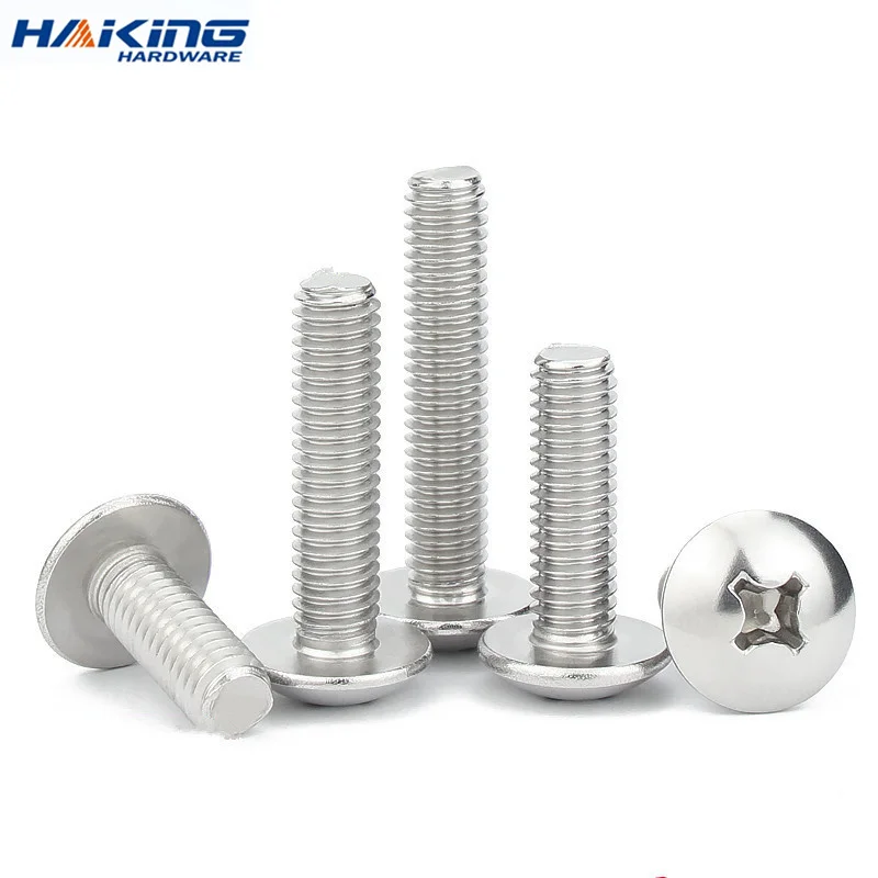 10pcs/lot Cross Recessed Truss Head Machine Screws M3 M4 M5 M6 M8 Mushroom Big Flat Head 304 Stainless Steel Philips